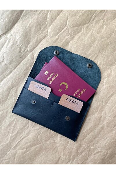 ALESTA LEATHER (Writing Name) Family Size Passport Cover - Genuine Leather Handmade