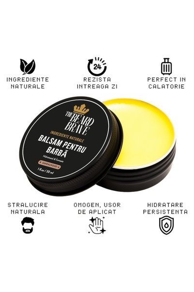 The Beard Brave Ceară barbă, The Beard Brave, 30 ml, hidratează și fixează, miros de santal, ingrediente naturale