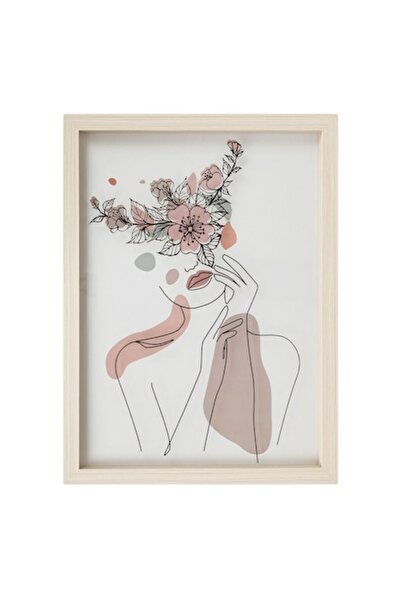 SHOPIENS Διακοσμητικός Πίνακας Πίνακας σε Γυαλί - Κορίτσι με Λουλούδια, Πολύχ...
