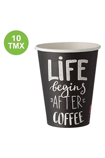 MYONNA IT & E- COMMERCE Set pahare carton, 10 buc, antracit, 380 ml, „Viața î...