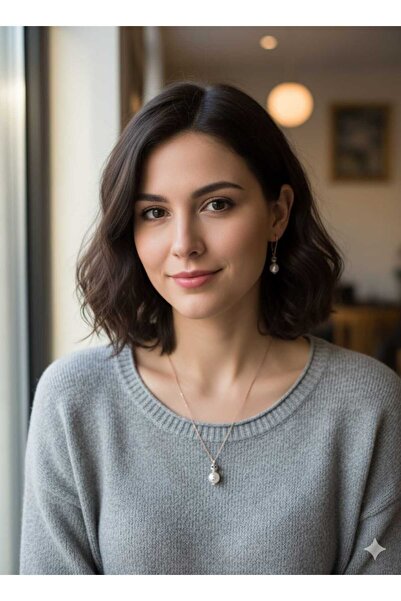 Papatya Silver 925 Ayar kardan adam kolye küpe set.inci kardan adam set.rose....