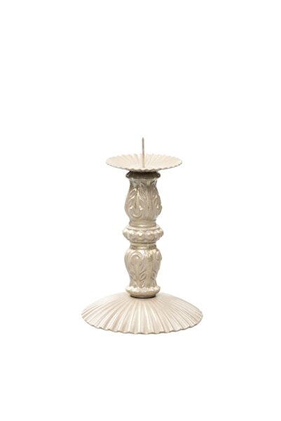 OEM LEWE Royal Plus metal candle holder, beige-gold, 17x10 cm