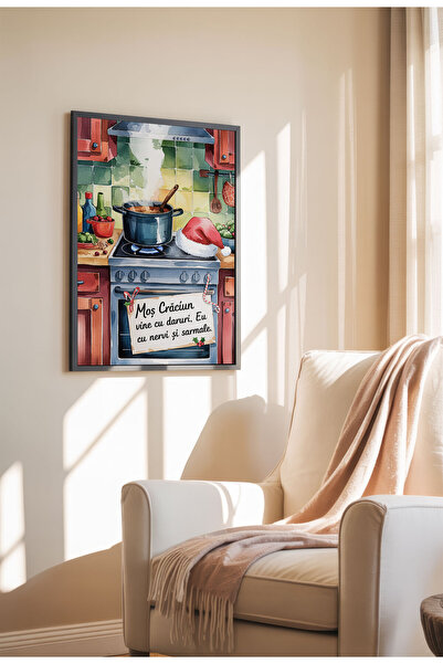 21mxm Unframed Kitchen Canvas Poster - Funny Romanian Quote - Digital Print - Nervi si Sarmale