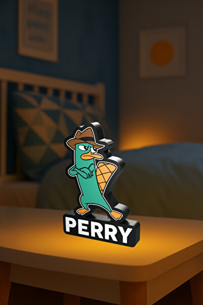 NERFORM Ajan Perry Tasarımlı Gece Lambası, Ornitorenk Perry Oda Dekoru , Işık...