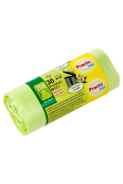 SHOPIENS Saci de gunoi practici, set de 30, 25L, multicolori, parfum de mușeț...