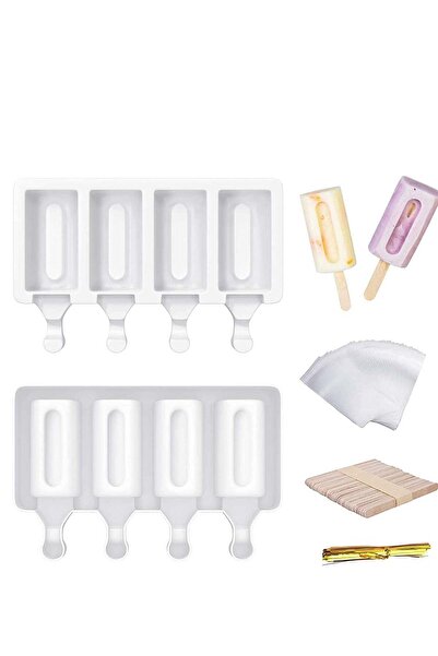 Generic SYOSI 2 Pack Popsicle Molds Homemade Ice Silicone for Kids Easy Release Cake Mold with 50 Wooden S