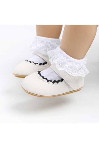 BebeNou Pantofi albi pentru bebeluși, fete, MBM1992-4-p13.3-6M (mărimea 18)