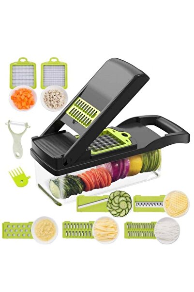 Generic ELTRAZONE Vegetable Chopper Mandoline Slicer Cutter Chopper and Grater 11 in 1 Interchangeable Blad