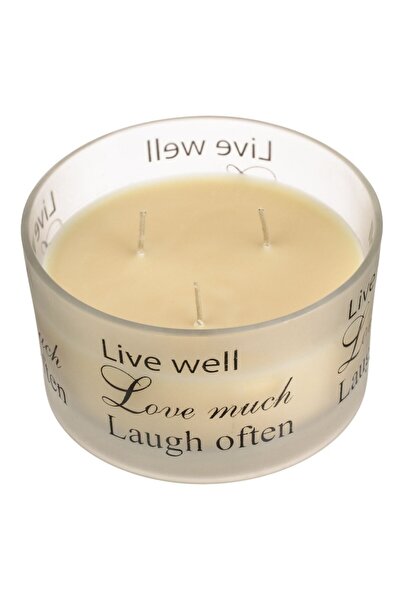 MYONNA IT & E- COMMERCE Paraffin Candle Ecru - Vanilla Scent, Positive Message, Round Glass (Ø7.8cm×12.8cm)