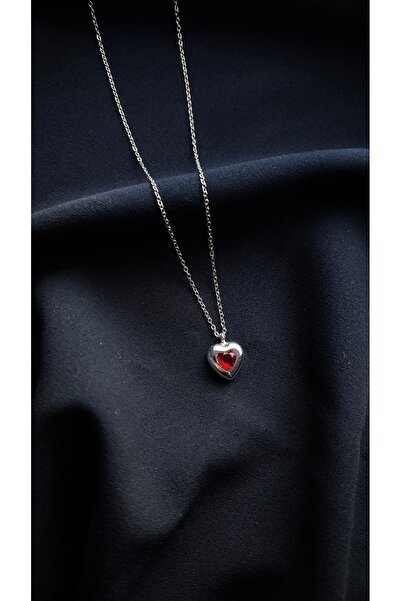 GLOSSY JEWELERY Silver Color Heart Necklace