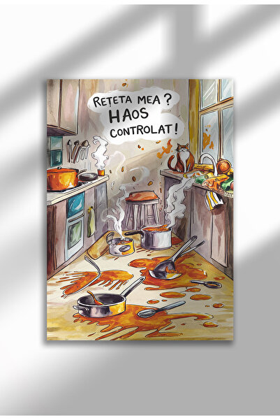 21mxm Unframed Kitchen Canvas Poster - Funny Romanian Quote - Digital Print - Haos Controlat
