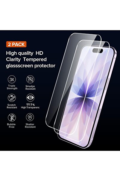 m.tk moveteck iPhone 17 Uyumlu Kılıf Kamera Çıkıntılı Korumalı Yumuşak Şeffaf Renksiz Silikon + Ekran Koruyucu Cam