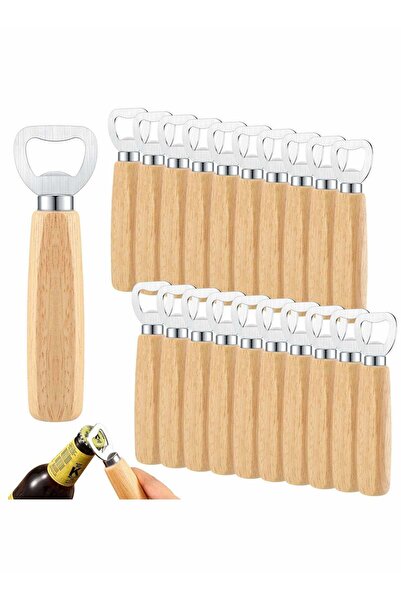 Generic 20-Piece Stainless Steel Bottle Opener Set with Wooden Handle - Engraved Bartender Gift for Wedding