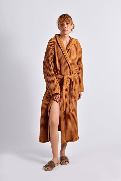 Brandsmiths رداء حمام من قماش الوافل (الجوفري) بلون الخردل