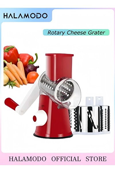 Generic HALAMODO Rotary Cheese Grater Hand Crank with 3 Blades Kitchen Shredder Speed Mandolin Slicer Nut G
