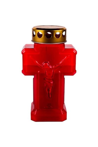 SHOPIENS Lumânare decorativă cu design cruce, roșie, timp de ardere 70h, 11x6...