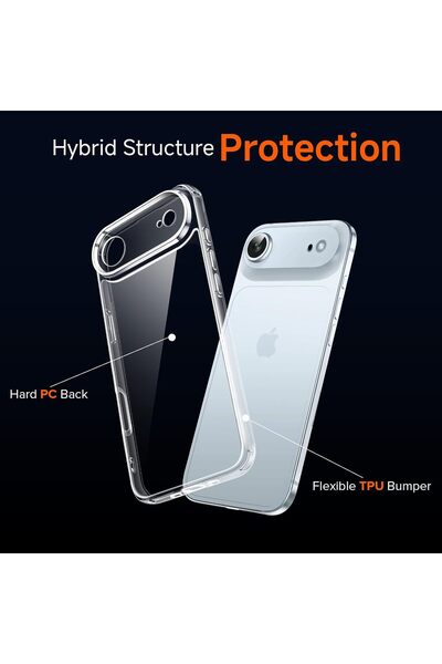 m.tk moveteck iPhone 17 Air Kılıf Kamera Korumalı Yumuşak Şeffaf Silikon Renksiz Kapak + Ekran Koruyucu Cam