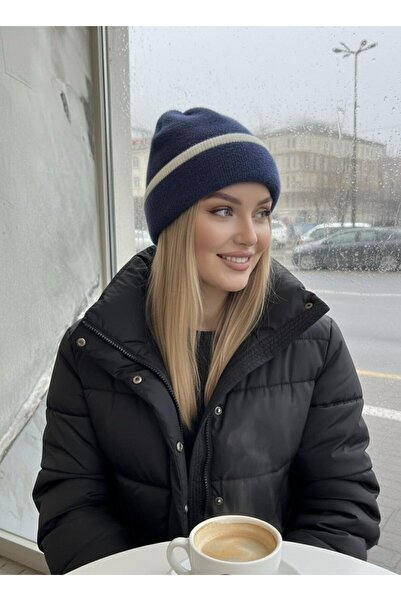 Goldmine Unisex Fluffy Striped Detail Soft Beanie