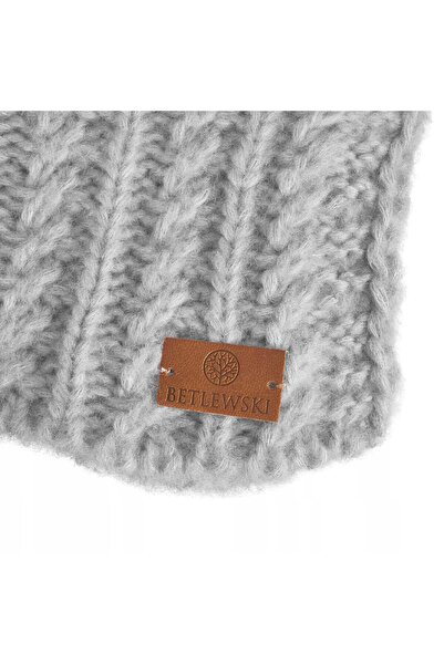 Betlewski BDSZ-W2 GRAY Women's woolen scarf WINTER