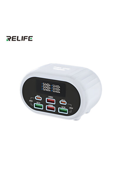 SUNSHINE RELIFE RL-309U | 72W Çift 30W PD & Çift QC 3.0 Akıllı 6 Portlu Dijit...