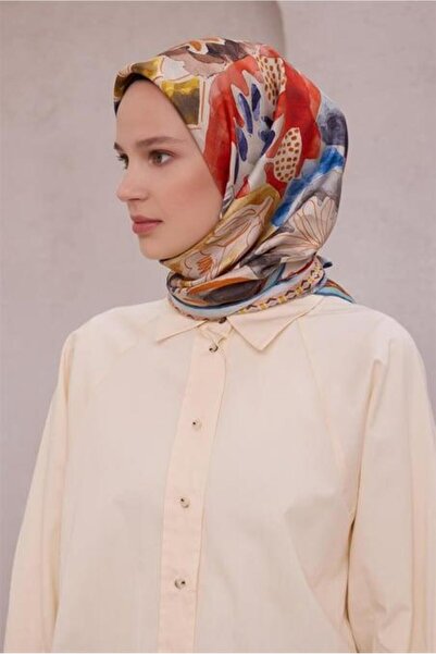 Belli Tivil Pure Silk Scarf 4216 - 05 Ανοιχτό μπλε αφηρημένο σχέδιο