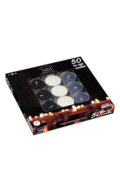 SHOPIENS Set lumânări tip pastilă, multicolore, parfum de chihlimbar și cașmir, 50 buc., parafină, 3-4 ore, 3,5x1,5 cm