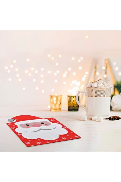 SHOPIENS Christmas Table Napkins, Santa Claus Design, Set of 30, 40x33 cm, Red and White, 2-ply Paper