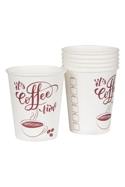 SHOPIENS Set pahare de hârtie „E ora cafelei” 240 ml, 30 buc