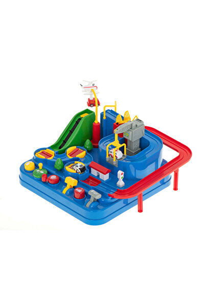 SOLLUXE Interactive circuit with obstacles, parking and police vehicles, ambulance, fire department, 34x30 cm