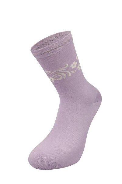 Bolero Women's Premium Stitch-Free Bamboo Conch Floral Socks Lilac
