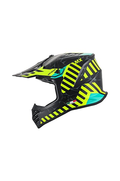 SARİSSA BİSİKLET Sway 618 Alert Children's Cross Helmet Bicycle Motorcycle Enduro Helmet XL Size Matte Black Yellow Kids Helmet
