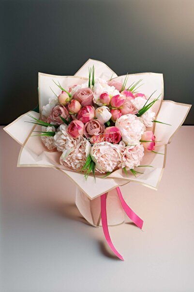 Yapay Çiçek Deposu Ροζ τεχνητή ανθοδέσμη δώρου Φλωρεντίας, λουλούδι για αρραβώνα