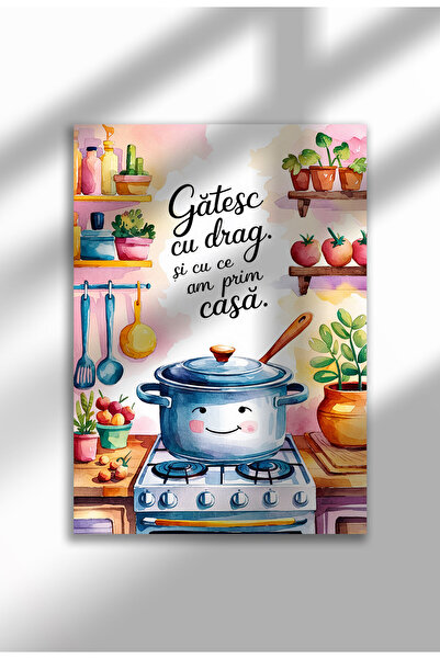 21mxm Unframed Kitchen Canvas Poster - Funny Romanian Quote - Digital Print - Gatesc cu Drag
