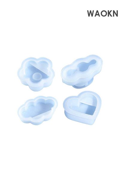 Generic 3D Mirror Heart Tray - Romantic Love Cloud Flower Soap Mold (6.4cm) f...
