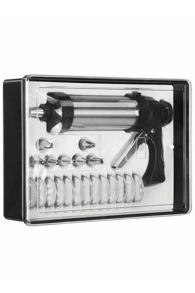 Generic Excefore Cookie Press Gun Kit for DIY Cookie Maker and Decorating with 8 Icing Nozzles and 13 Molds