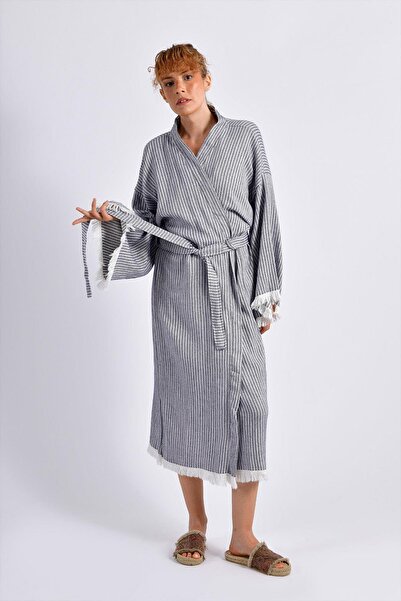Brandsmiths Blue Striped Kimono