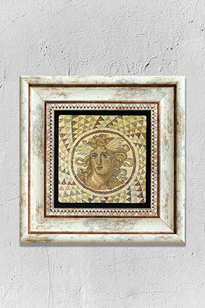 Creatick Design Çerçeveli Taş Duvar Dekoru Tablo 20cm X 20cm Antik Medusa Moz...