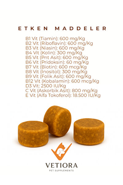 VETIORA Yavru Köpeklere Özel Multivitamin Güçlü Bağışıklık ve Sağlıklı Tüyler. Çiğnenebilir Tablet, 150 Gr