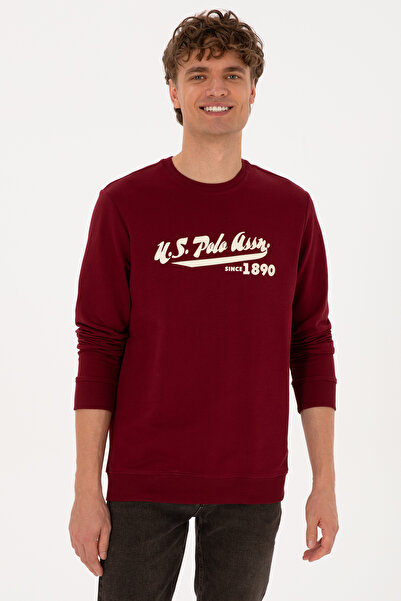 U.S. Polo Assn. Men's Crew Neck Regular Fit Claret Red Sweatshirt 50316315-Vr014