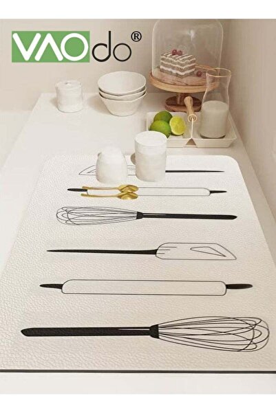 Generic VAOdo 2PCS Designer Coffee Bar Mat, Cuttable Stain-resistant Rubber Mat, Heat-resistant Kitchen Cou