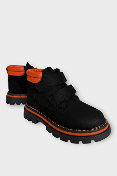 Liger Double Velcro, Fleece Inside, Non-Slip Sole Children's Boots Black - Orange