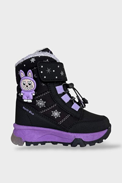 Liger Waterproof Cold-Proof Baby Kids Boots with Fur Inside Black - Purple