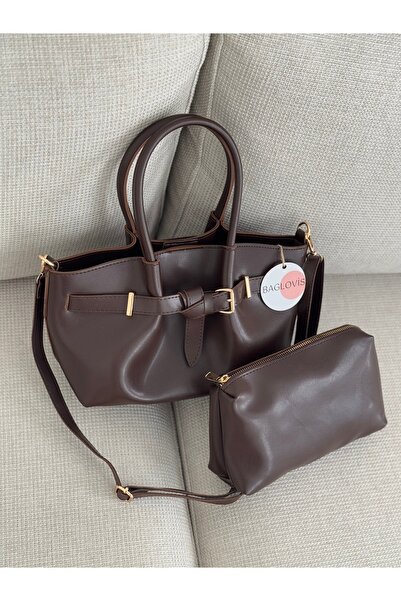 BAGLOVİS Предна катарама Бебешка чанта Кафе Дамска чанта през рамо EN32 Размер 20