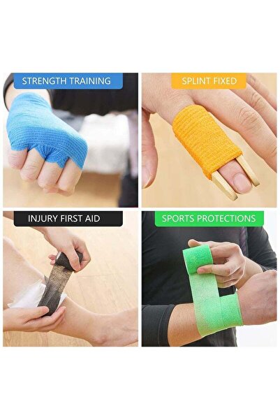 First Step 9 Pack Self-Adhesive Elastic Sports Bandages - Effective Wrist, Ankle, and Muscle Support with High Stretchability