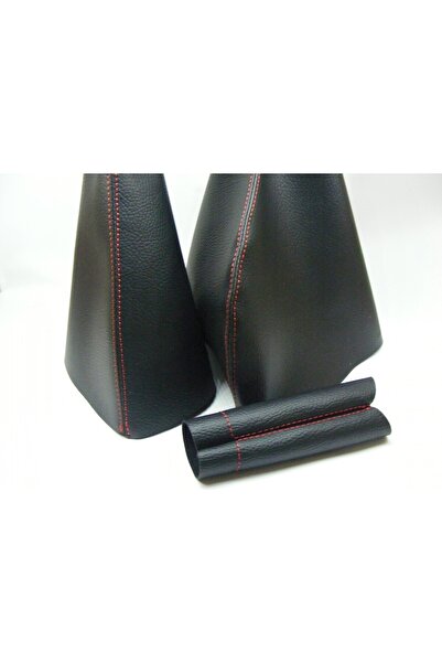 otovista Renault Fluence / Megane 3 Handbrake Boot, Gear Shift Boot, Handbrake Lever Cover (Black Leather-Red D