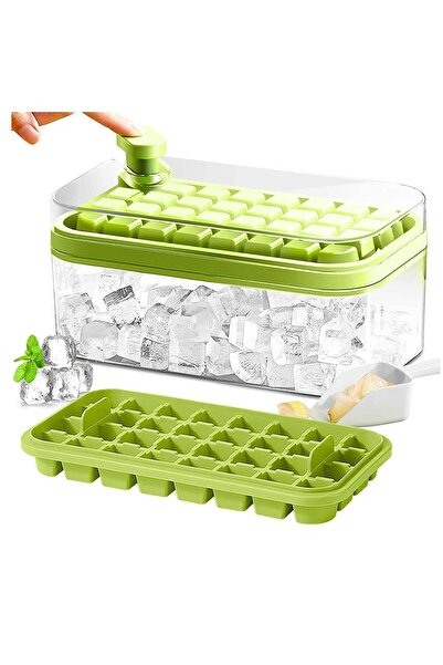 Generic HOMESTAR Ice Cube Tray with Lid and Bin,2 Pack for Freezer,One Button Press 64 Pcs Mold