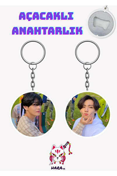 Hara Company BTS KPOP Jungkook ve Taehyung ( Taekook ) Anahtarlık Açacak Seti...