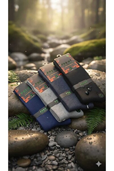 POKUT ERKEK BAMBU ÇORAP KIŞLIK KALIN DİKİŞSİZ 4'LÜ PAKET