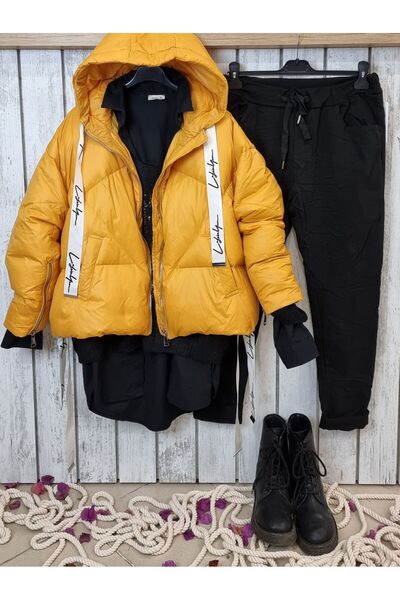 pudubutik Goose down Puffer Italian Coat Mustard Yellow