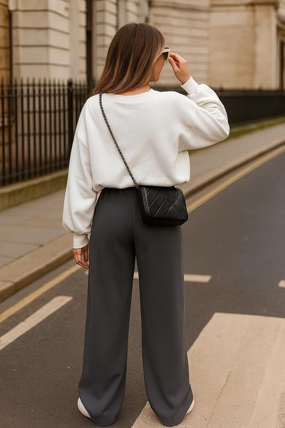 COMBİNE MİCHAİL Γυναικείο φαρδύ παντελόνι με φαρδύ πόδι παντελόνι palazzo